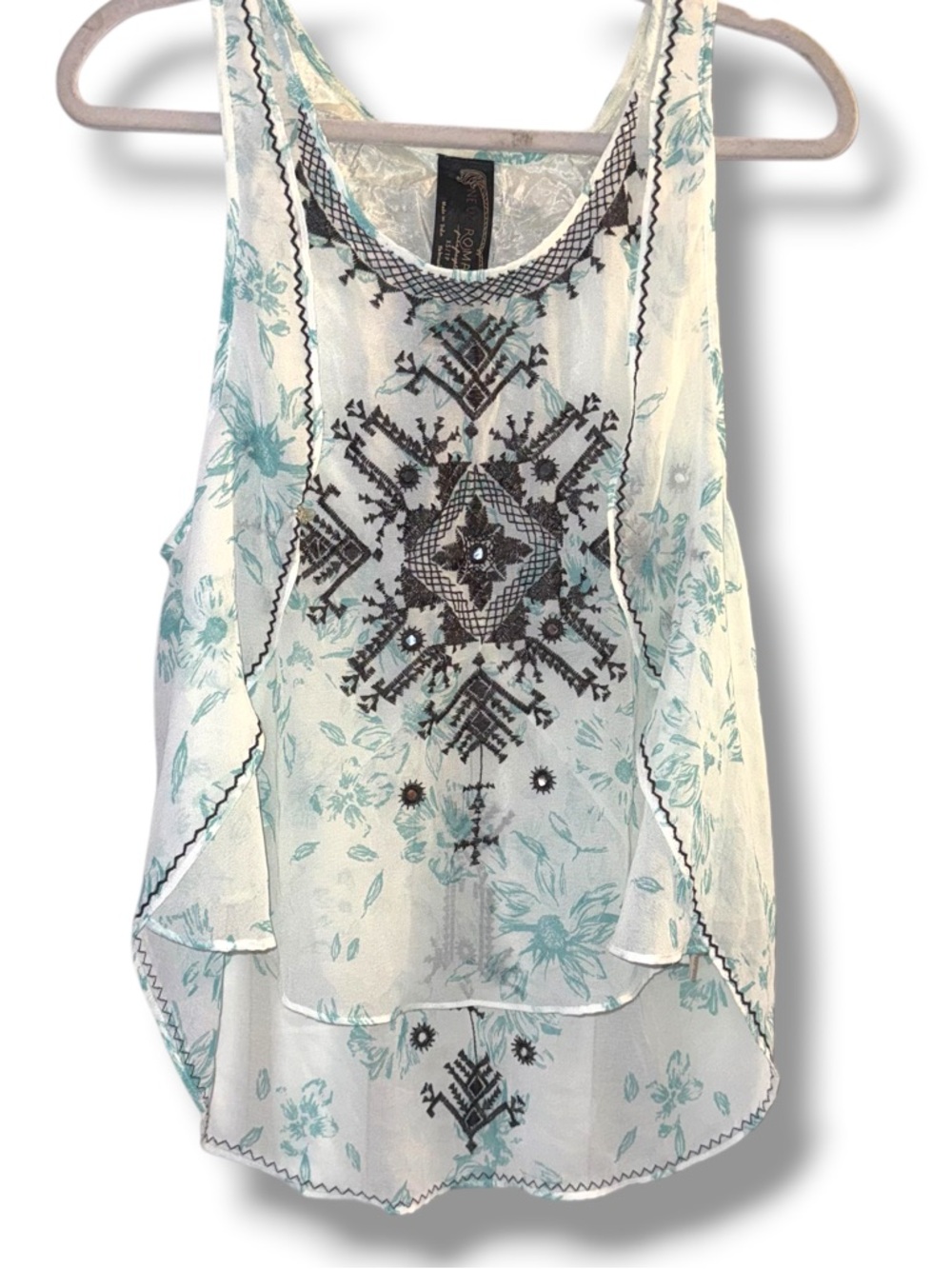 Free People Romantics embroidered ruffled tank top